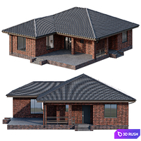 One-story brick house with a terrace 3D Model Corona