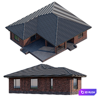 One-story brick house with a terrace 3D Model Corona