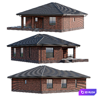 One-story brick house with a terrace 3D Model Corona
