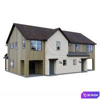 Low Poly American House 10 3D Model Corona