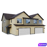 Low Poly American House 10 3D Model Corona