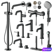 Faucets and shower Hansgrohe Tecturis S 3D Model Vray, Corona