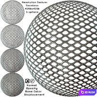 Material: metal perforated corrugated sheet, wave-shaped grating, metal mesh frame 3D Model Vray, Corona