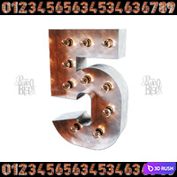 NUMERALS RETROBLOCK 3D Model Vray