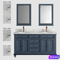 Keller Double Vanity for Undermount Sinks - Vintage Navy Blue 3D Model Corona