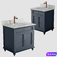 Keller Double Vanity for Undermount Sinks - Vintage Navy Blue 3D Model Corona