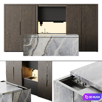 Kitchen with island by Nero Cucine 3D Model Corona