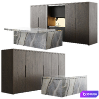 Kitchen with island by Nero Cucine 3D Model Corona