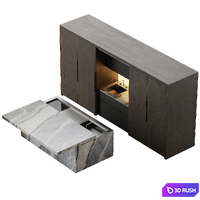 Kitchen with island by Nero Cucine 3D Model Corona