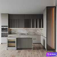 Kitchen 0206 3D Model Vray, Corona