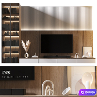 TV Wall | set 961 3D Model Vray, Corona