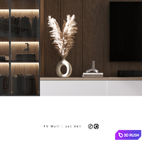 TV Wall | set 961 3D Model Vray, Corona