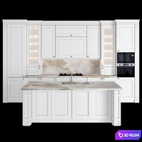 Classic kitchen with island 153 3D Model Vray, Corona