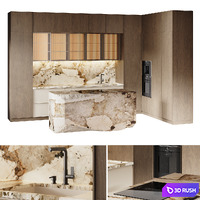 Contemporary Kitchen with Patagonia Quartzite Island