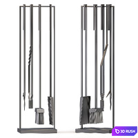 Cb2 4 Piece Bend Raw Steel Standing Fireplace Tool Set