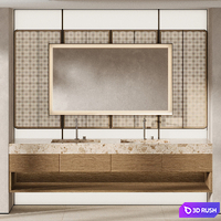 Bathroom furniture with light wall