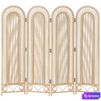Bamboo wicker arched 4 panel room divier screen