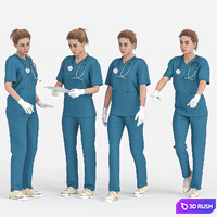 Nurse Woman in 04 Poses