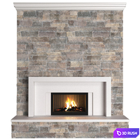 Classic style Fireplace with stone wall.Stonework Fireplace modern ArtDeco
