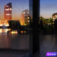 Wet glass - drops after rain 3D Model Vray, Corona
