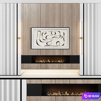 TV wall modular in modern style with decor 03