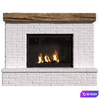 Provence style fireplace.Brick Fireplace in Country style.Rustic Farmhouse fireplace