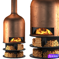 Copper oven fireplace for pizza and barbecue