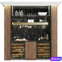 Design project of a restaurant with a wine cooler.