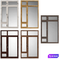 Swing stained-glass wooden windows 3D Model Vray, Corona