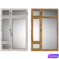 Swing stained-glass wooden windows 3D Model Vray, Corona
