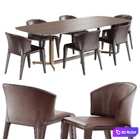 Dining set natuzzi atta chair C016 campus table T188 3D Model Vray, Corona