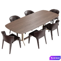 Dining set natuzzi atta chair C016 campus table T188 3D Model Vray, Corona
