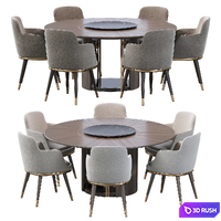 Sendai Round Dining Table and Misool Dining Chair 3D Model Corona