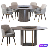 Sendai Round Dining Table and Misool Dining Chair 3D Model Corona