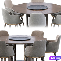 Sendai Round Dining Table and Misool Dining Chair 3D Model Corona