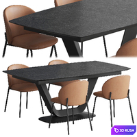 Boconcept Alicante table Princeton chair 3D Model Vray, Corona
