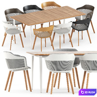 Aiir armchair and WA dining table by Dedon 3D Model Vray, Corona