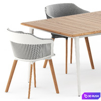 Aiir armchair and WA dining table by Dedon 3D Model Vray, Corona