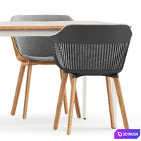 Aiir armchair and WA dining table by Dedon 3D Model Vray, Corona