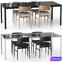 NEVE armless chair with upholstery and FRACTAL table by Porro