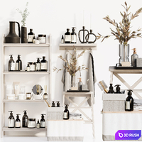 Bathroom accessories 3 bathroom decors, decorative set beige gray 3D Model Corona
