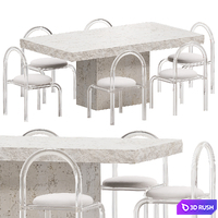 Stone table and Acrylic Chairs Dining group 3D Model Corona