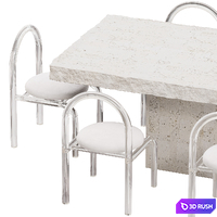 Stone table and Acrylic Chairs Dining group 3D Model Corona