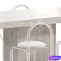 Stone table and Acrylic Chairs Dining group 3D Model Corona