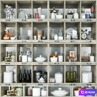 Wardrobe with decor for the kitchen and kitchen utensils