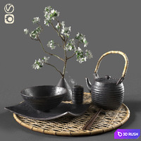 Eastern tableware with flowers