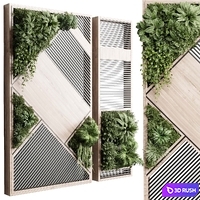 Plants set partition in wooden frame- Vertical graden wall decor box 29