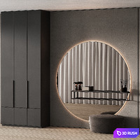 247 hallway zone 09 minimal hall with big round mirror 01