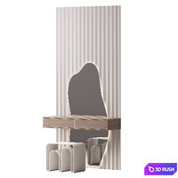 Dressing table with curved mirror
