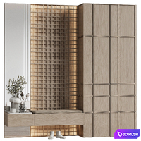 Hallway in a modern minimalist style 33 (hooks, shoe rack, mirror)
